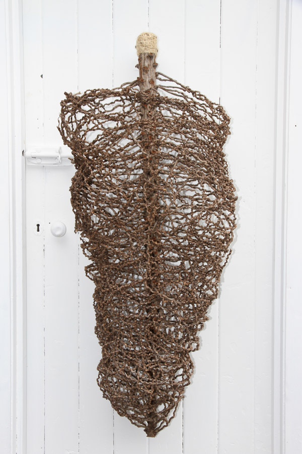 Penny Polkinghorne: "Home 1" 2013, random weaving in Cocos palm inflorescence, sisal string, 115 x 46 x 90 cm