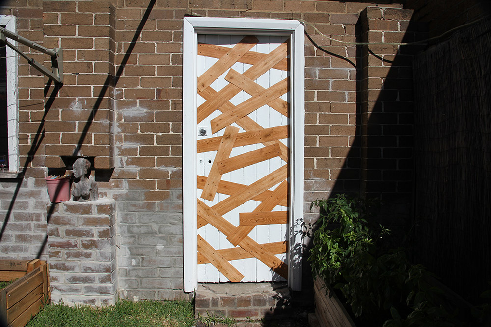 Sally Clark: Impasse, 2013. Floor vinyl and tacs