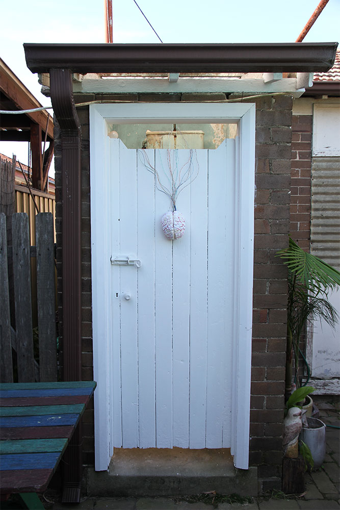 Gianni Wise: Spectres of the Spectrum, 2013. Plastic, resin, plastic coated wire, telecommunications cabling, acrylic paint, plasticine, portable radio, digital voice tracer, electricians tape. Audio sampling from "Tribulation 99", dir: Craig Baldwin, 1992.