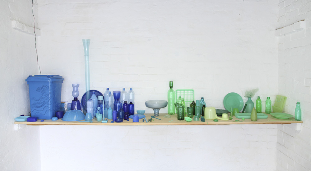 Sarah goffman: Blues and Greens 2014. plastic, size variable