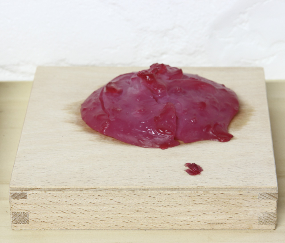 Sarah Newall: Plastic Blobs (red), 2014, bio-plastic