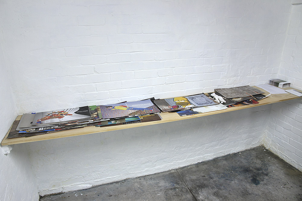 "Butcher's Hook", 2013-14, installation view. Mark Titmarsh, 52 paper collages, variable dimensions
