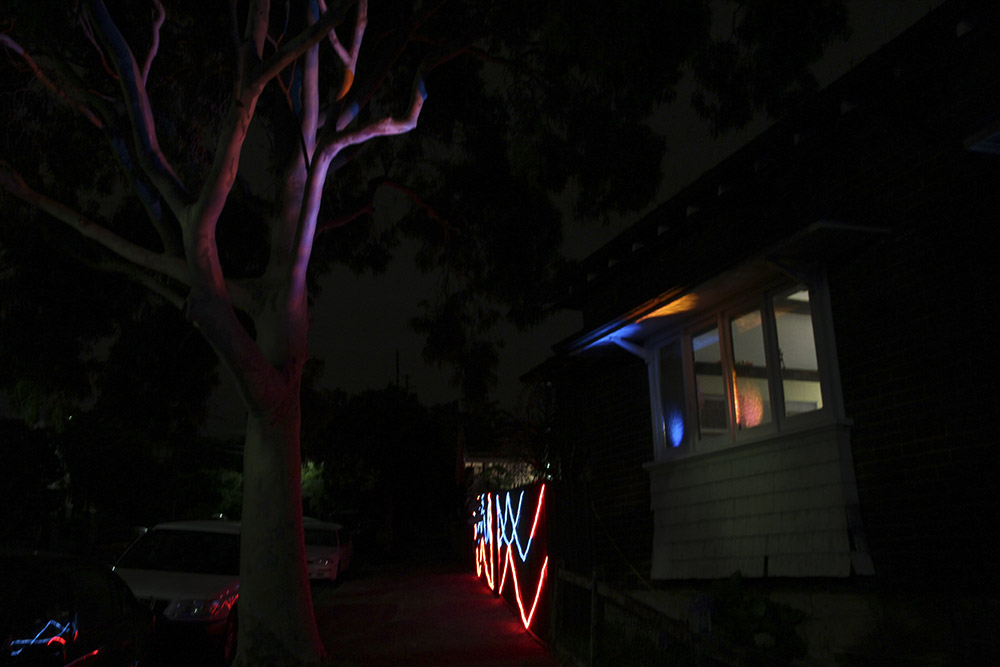 Perry Combover, Untitled, 2014. Lights, tree, window