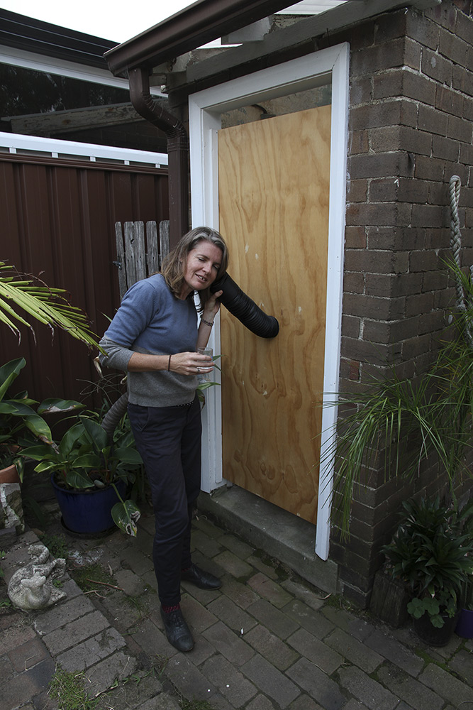 Janine Bailey: GIRLS TALK, 2014. Plywood, plastic pipe. Pictured: Elizabeth Pulie