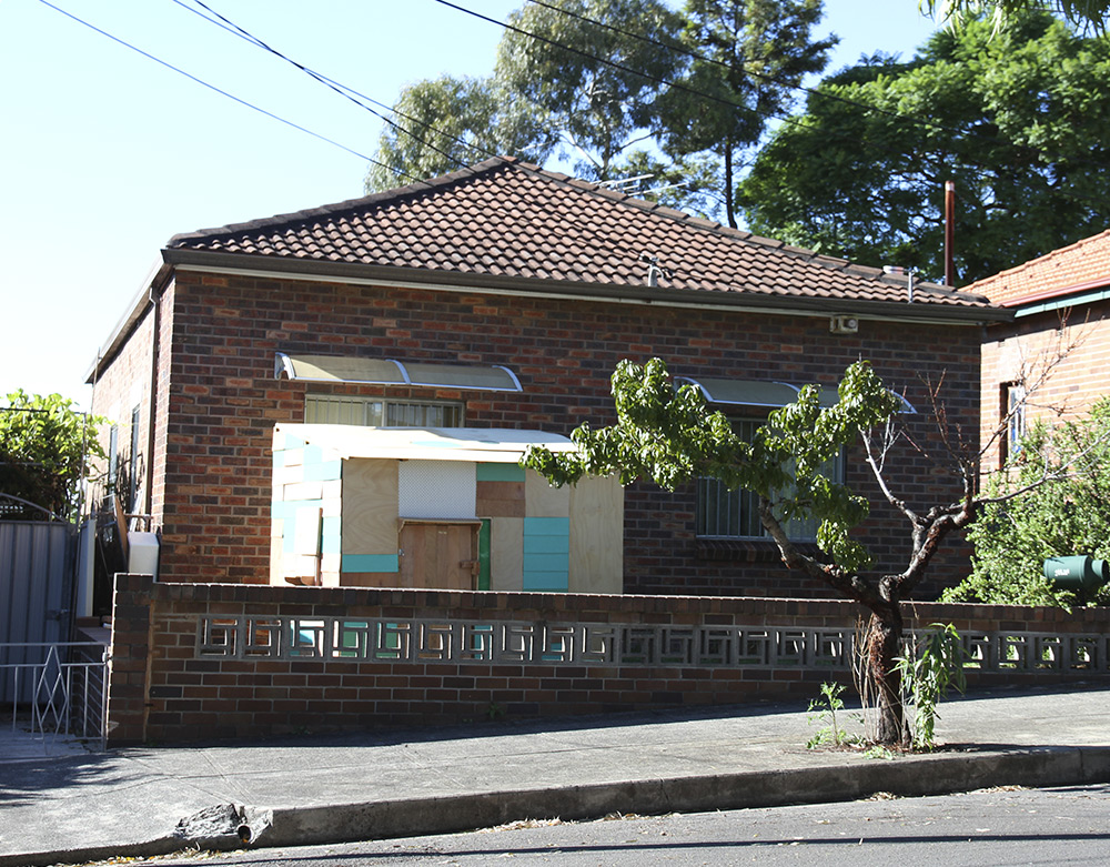 Sarah Newall: 'Girl Shed', 2014-2015. Found materials, paint.