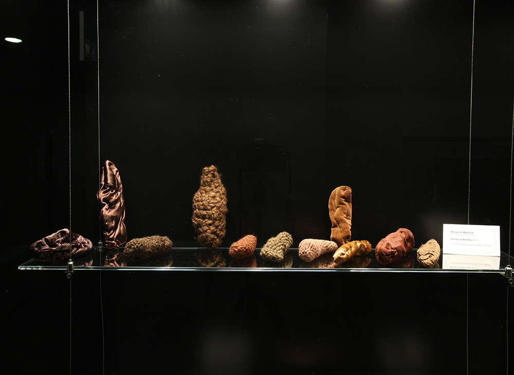 Margaret Mayhew "Shades of Brown," 2015. Crocheted yarn and stitched fabric