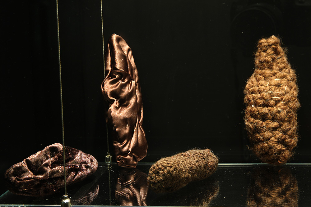 Margaret Mayhew "Shades of Brown," 2015. Crocheted yarn and stitched fabric