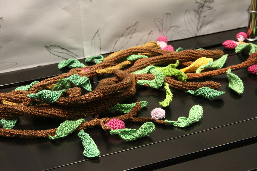 Sarah Newall "wild Food Project," 2015. Books, perseveres, yarn, seeds, photocopies, Femo.